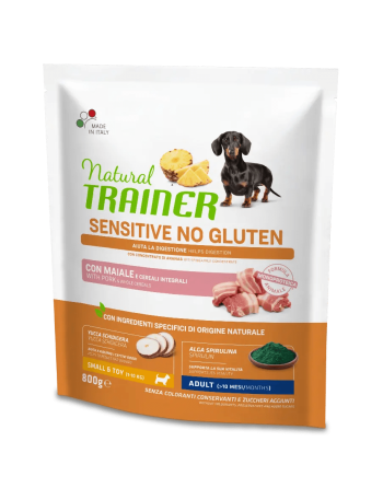 Natural Trainer Adult Small&Toy Sensitive No Gluten Maiale 800g