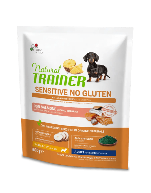 Natural Trainer Adult Small&Toy Sensitive No Gluten Salmone 800g