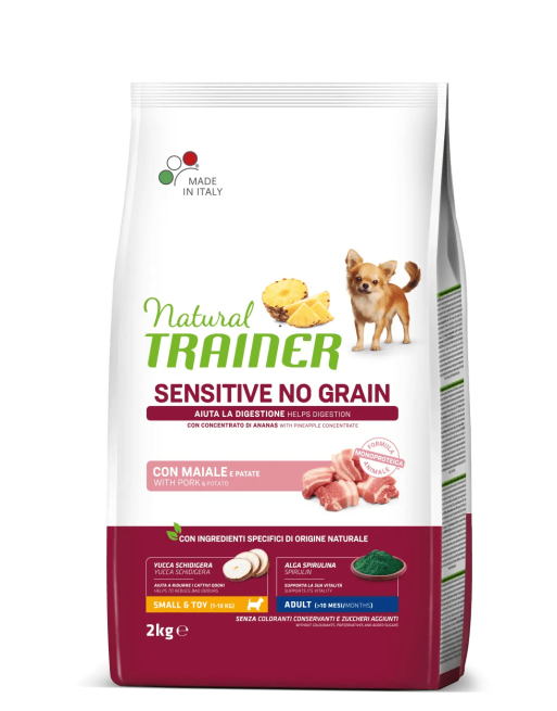 Natural Trainer Adult Small&Toy Sensitive No Grain Maiale 2kg