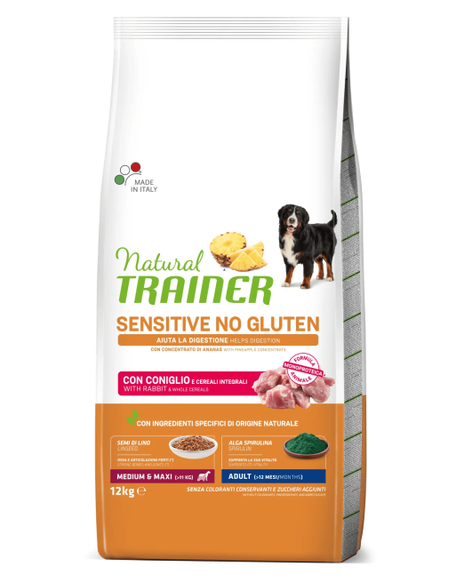 Natural Trainer Adult Medium&Maxi Sensitive No Gluten Coniglio